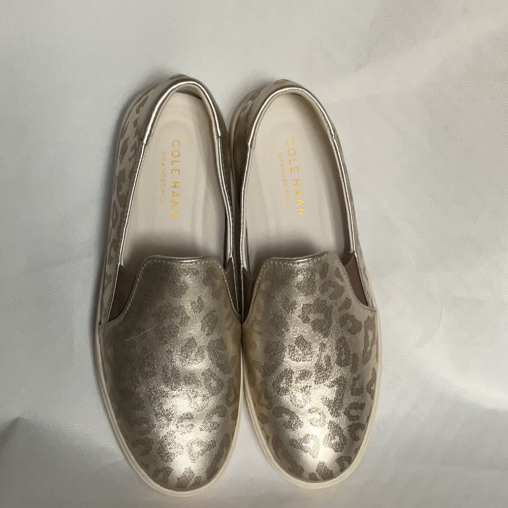 Cole Haan Grandpro Spectator Slip-on Snkr Gold/Leopard Print EUC-Size 7B-Medium